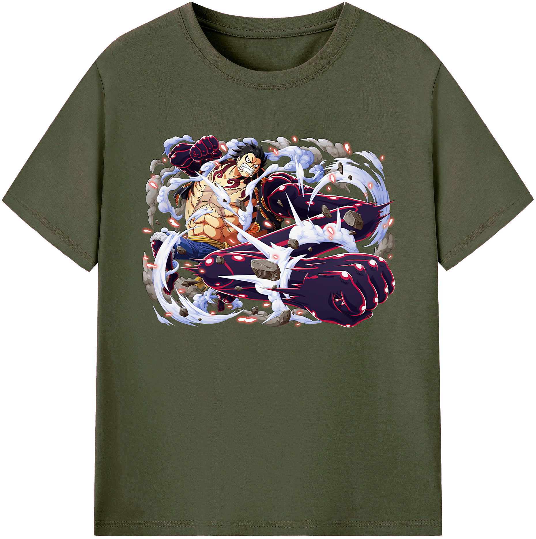 ワンピース モンキー・D・ルフィ ONE PIECE Monkey D. Luffy 綿100％ メンズ半袖Tシャツ｜肌触りやわらか＆通気性